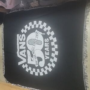 Vans Off The Wall 50 Years Fringed Throw Blanket